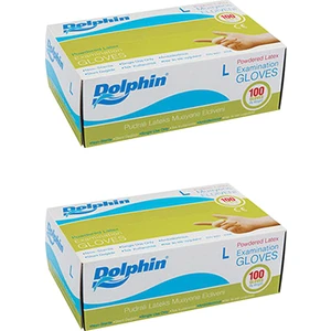 Beyaz Lateks Eldiven Pudralı (L) 100lü Paket 2 Adet