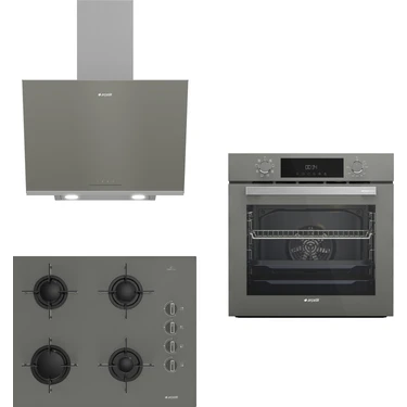 Arçelik  New Grion Tutku 3'lü Gri Cam Ankastre Set (Afc 340 G- Ade 606 G - Ocd T 651
