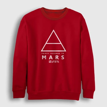 Presmono Unisex Kırmızı Logo 30 Seconds To Mars Sweatshirt Fiyatı