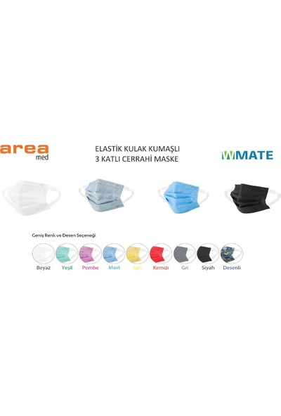 Area Wmate Ultrasonik Yeni Nesil 3 Katlı Cerrahi Maske Yeşil 100 Adet