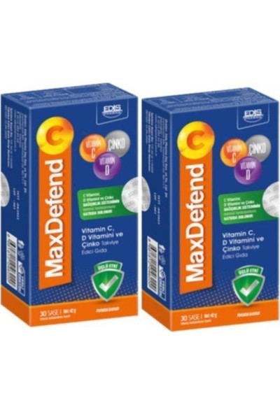 Edis Pharma Maxdefend Vitamin C Vitamin D Çinko 30 Şase 2'li Paket