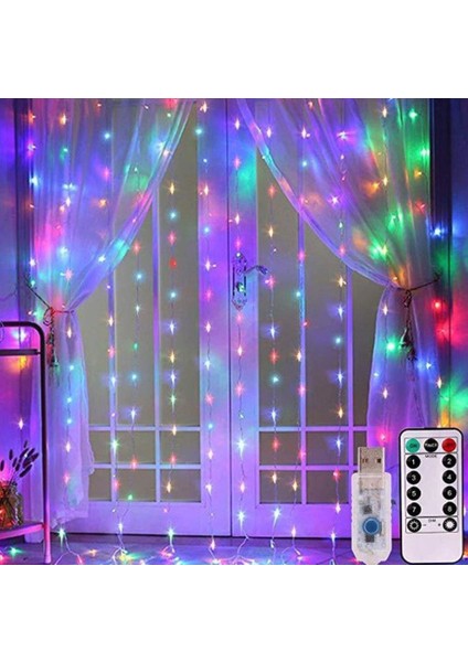 3x3 Metre Kumandalı Rgb Çok Renkli LED Perde Işığı Peri LED