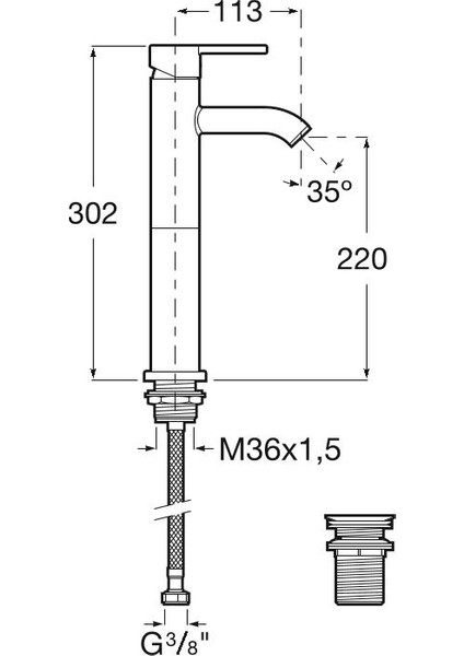 Carelia Yüksek Boyunlu Lavabo Bataryası Soğuk Başlatma (220 mm) A5A378AC0K