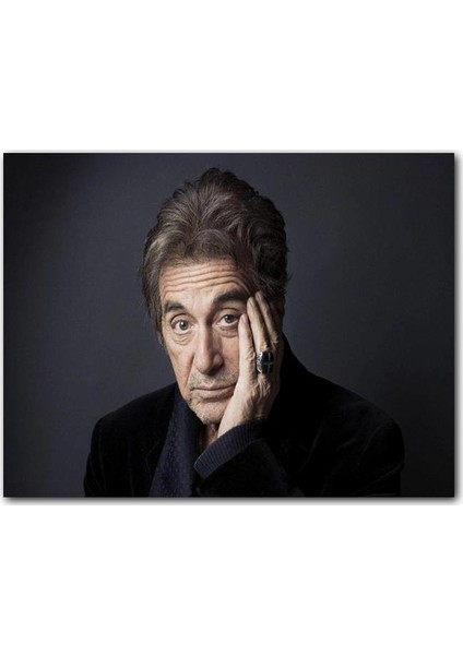 Cakatablo Ahşap Tablo Al-Pacino Yaralı Yüz Gri Fon