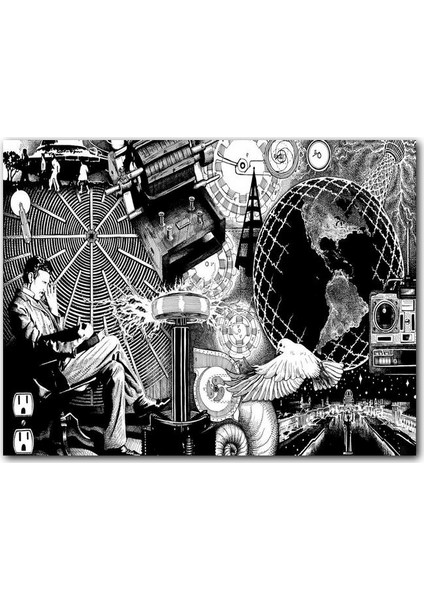 Cakatablo Ahşap Tablo Nikola Tesla ve Bilim Ürünü Görseller