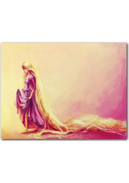 Cakatablo Ahşap Tablo Rapunzel ve Uzun Sarı Saçları