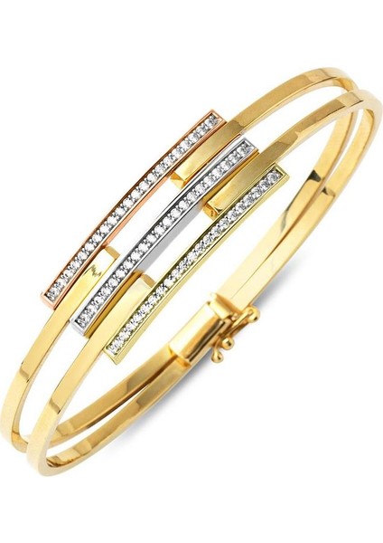 Tria Kaburga Taşlı 14 Ayar Altın Bilezik