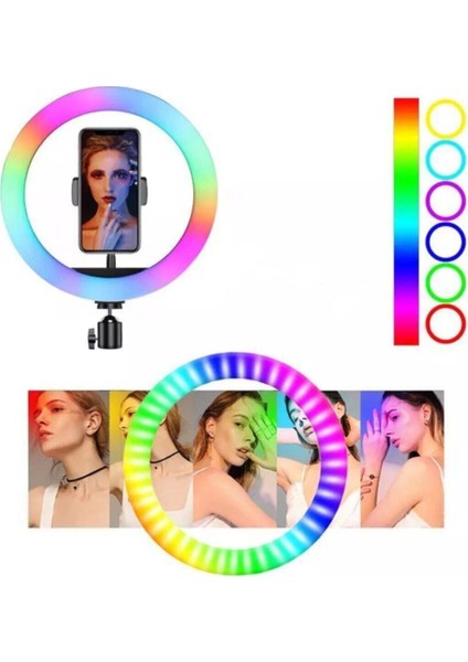 13 inç Rgb Kumandalı LED Make Up Selfie Youtuber Işığı 210 cm Tripot Selfie Çubuğu