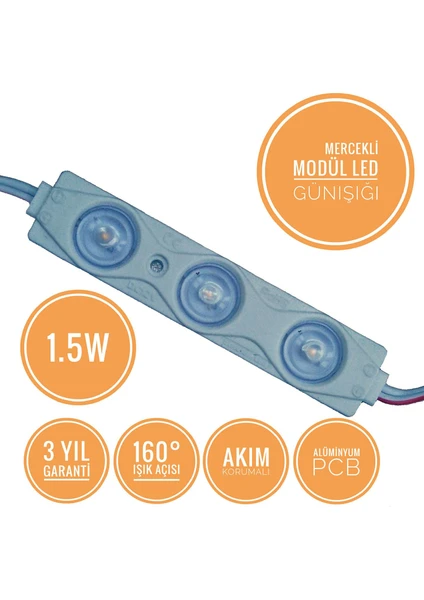 Mercekli Modül LED 1.5W (10 Adet) - Günışığı (Sarı)