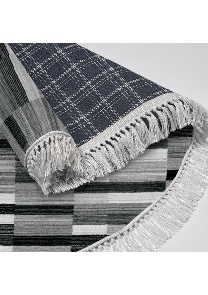 Gümüş Saçaklı Dijital Halı Yuvarlak Nicole Gri̇ modelleri