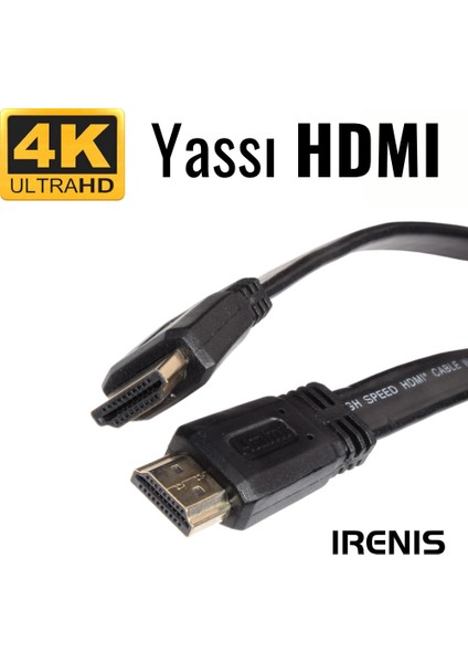 4K Yassı HDMI 1.4 Kablo - 5 metre