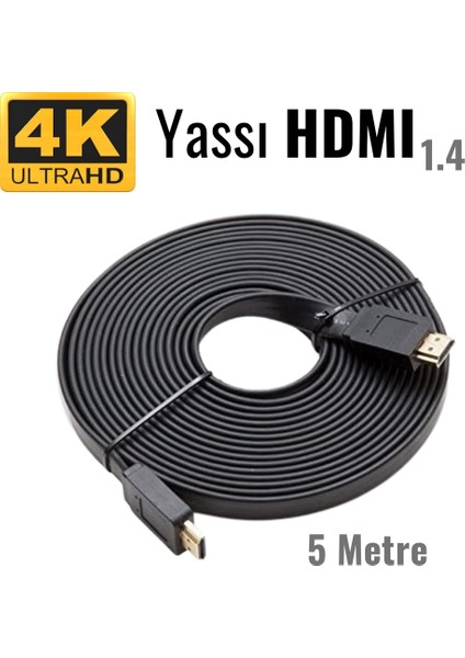 4K Yassı HDMI 1.4 Kablo - 5 metre