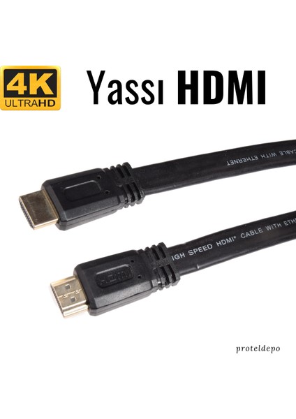 4K Yassı HDMI 1.4 Kablo - 5 metre