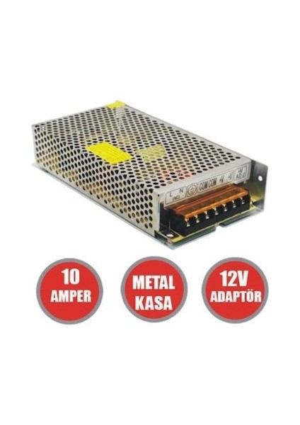 Adaptör Metal Kasa Adaptörü 12V 10A Swıtch Mode Dc Adaptör Metal Kasa Adaptör Hbf HBF-1110