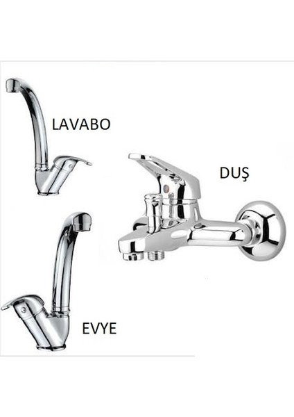 Mix Lavabo-Evye-Duş Batarya %100 Yerli
