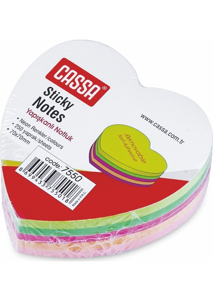 Kalp Şeklinde Renkli Yapışkanlı Not Kağıdı