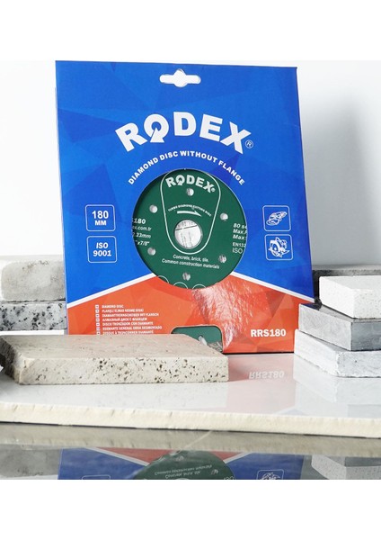 RRS180 Kanallı Turbo Elmas Kesme Diski Mermer, Tuğla, Granit, Taş 180MM 5 Adet