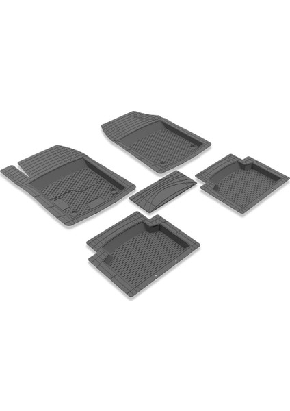 3D Plus Ekstra Havuzlu Kauçuk Paspas Gri 5 Parça