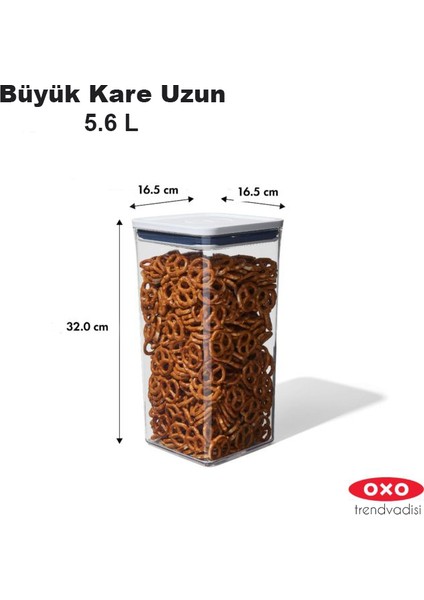 Oxo Saklama Kabı Pop Büyük Kare - Uzun - 5.6 Lt