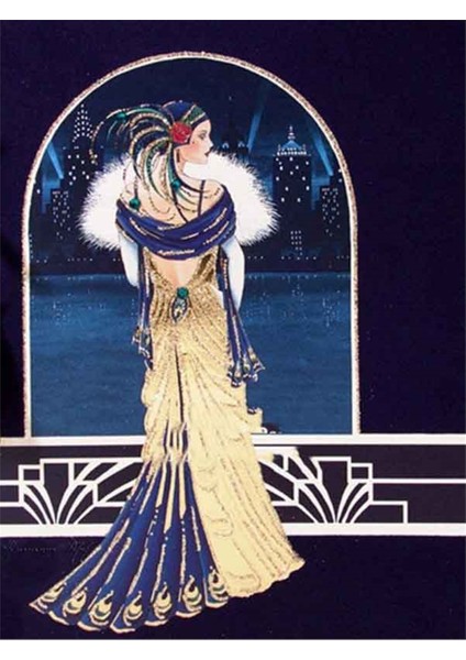 Şehrin Manzarasında Bir Kadın | Elmas Mozaik Tablo | Mozaik Puzzle | 40x60 | E20201958M