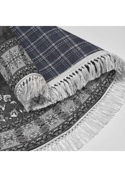 Exclusive Gümüş Saçaklı Dijital Halı Oval Arlene Gri̇