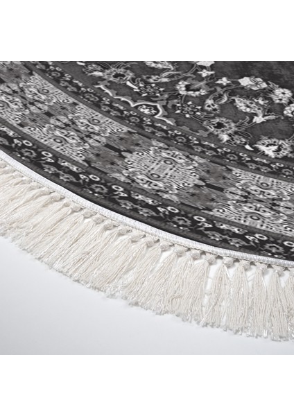 Exclusive Gümüş Saçaklı Dijital Halı Oval Arlene Gri̇ modelleri