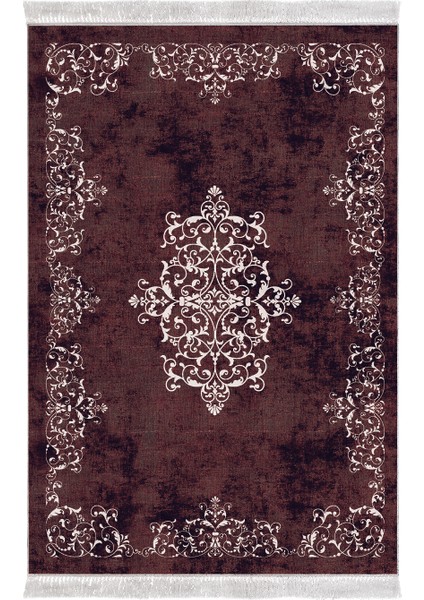 Exclusive Gümüş Saçaklı Dijital Halı Tricia Bordo fiyatları