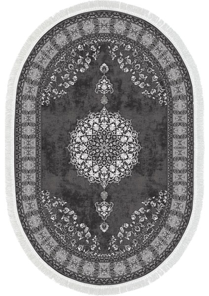 Exclusive Gümüş Saçaklı Dijital Halı Oval Arlene Gri̇ fiyatları