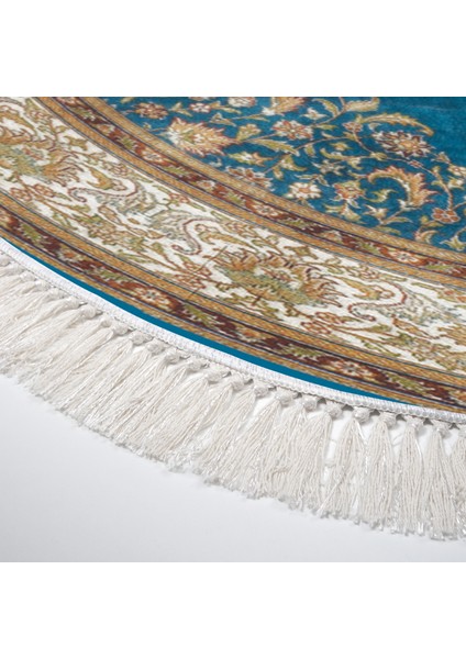 Exclusive Gümüş Saçaklı Dijital Halı Oval Tracey Mavi fiyatları