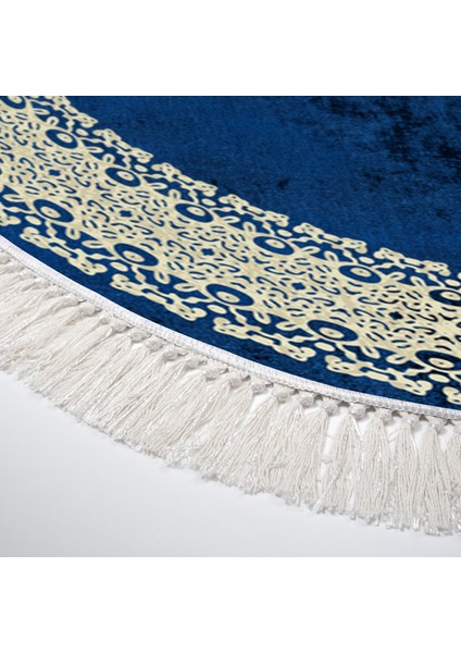 Exclusive Saray Saçaklı Dijital Halı Oval Eloise Mavi̇