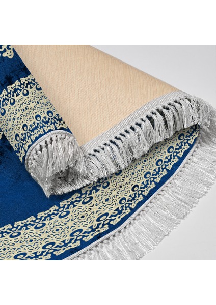 Exclusive Saray Saçaklı Dijital Halı Oval Eloise Mavi̇