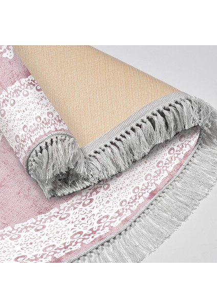 Exclusive Saray Saçaklı Dijital Halı Oval Eloise Pudra