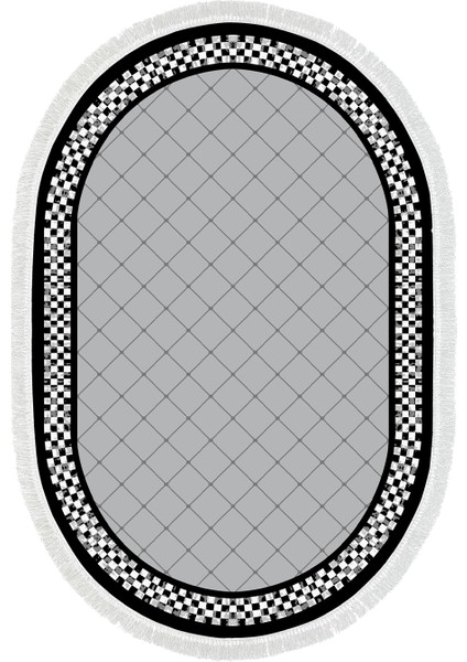 Exclusive Saray Saçaklı Dijital Halı Oval Dianne Gri̇