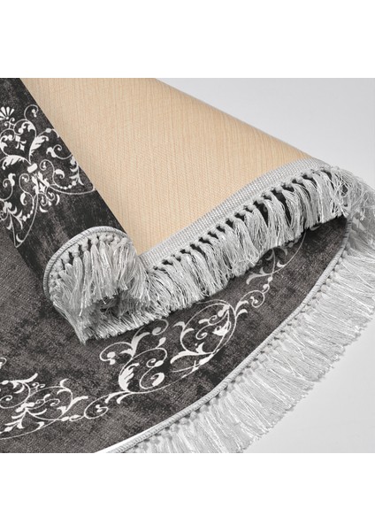 Exclusive Saray Saçaklı Dijital Halı Oval Tricia Gri̇ modelleri