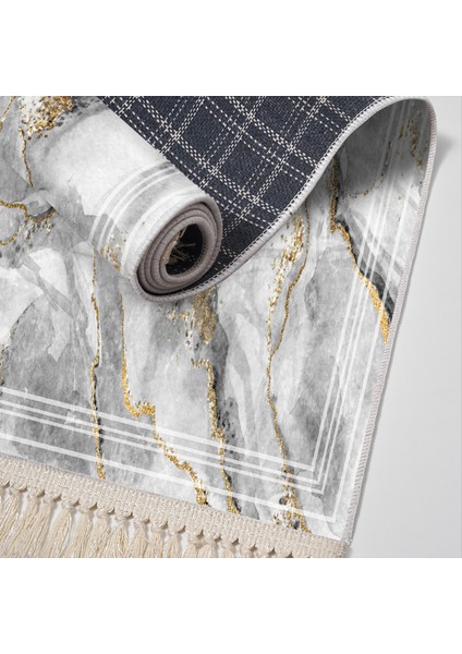 Gümüş Saçaklı Dijital Halı Tulay Gri̇ modelleri