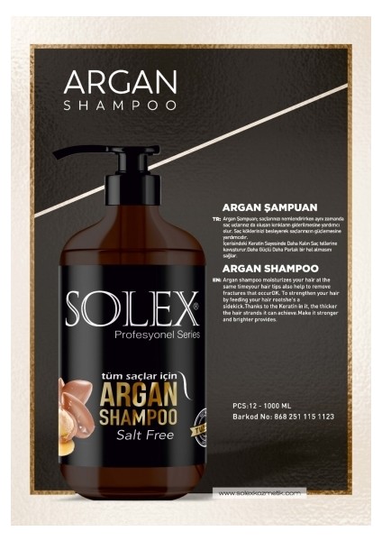 Profesyonel Tuzsuz Keratin Argan Şampuan 1000 ml
