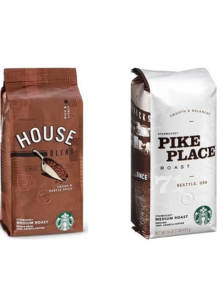 House Blend ve Pike Place Çekirdek Kahve 250 gr x 2