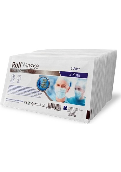 Roll Maske 3 Katlı, Tek Tek Paketli, 20 Adet
