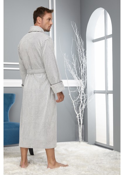 Açık Gri Pitikare Desenli Bambo Cotton Erkek Bornozu fiyatları