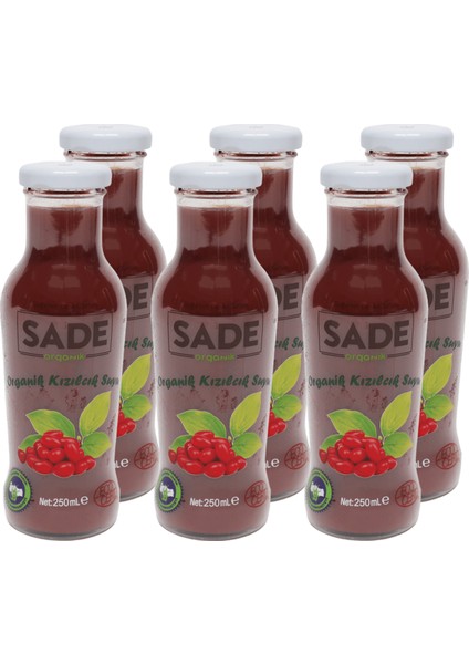 Sade Organik Kızılcık Suyu 250ML 6'lı