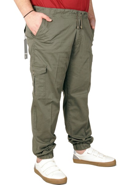 Büyük Beden Erkek Keten Kargo Jogger Valencia 21911 Haki