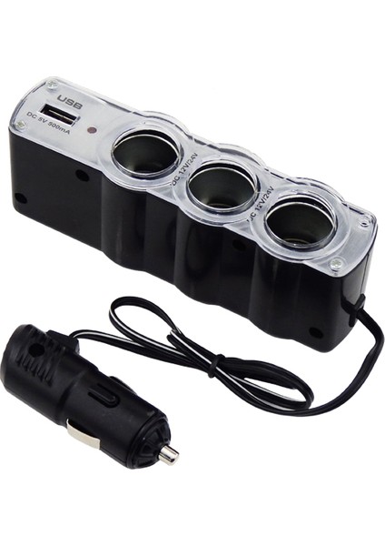 3 Port + 1 USB Oto Araç Çakmaklık Çoğaltıcı Çoklayıcı Hub