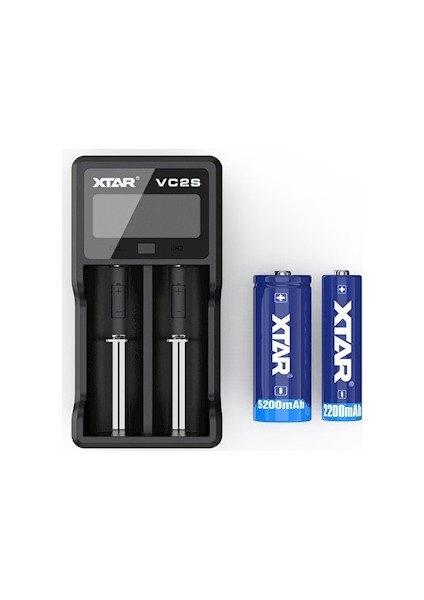 Xtar VC2S - Taşınabilir LCD Ekranlı Li-Ion/ni-Mh/ni-Cd Pil Şarj Cihazı