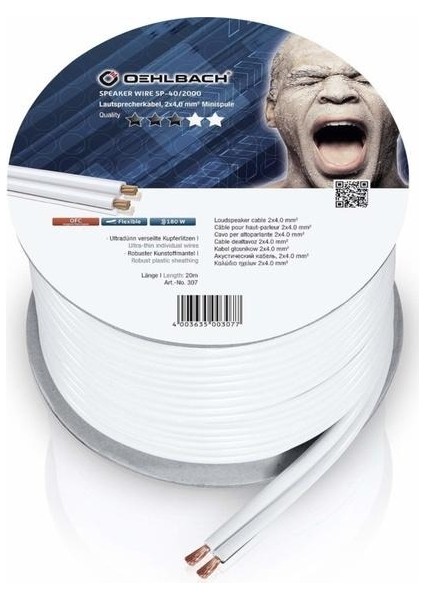 Speaker Wire Sp-40 Hoparlör Kablosu 20M Oksijensiz Beyaz