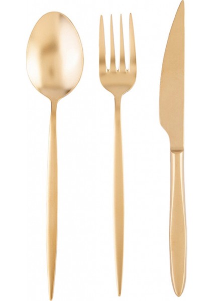 Ay Işığı 18 Parça Mat Gold 6 Kişilik Çatal Kaşık Bıçak Seti