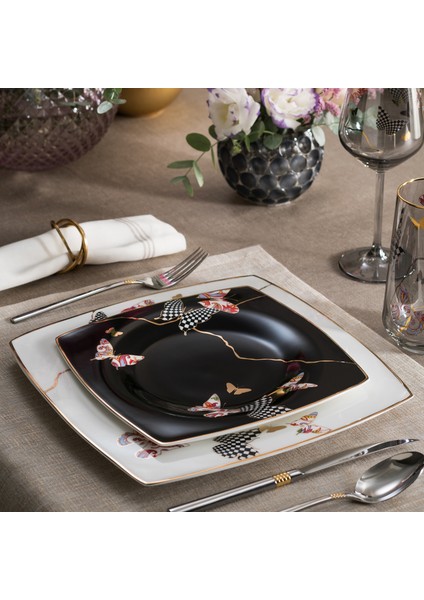 Fine Pearl Unique 62 Parça 12 Kişilik İnci Yemek Takımı Kare