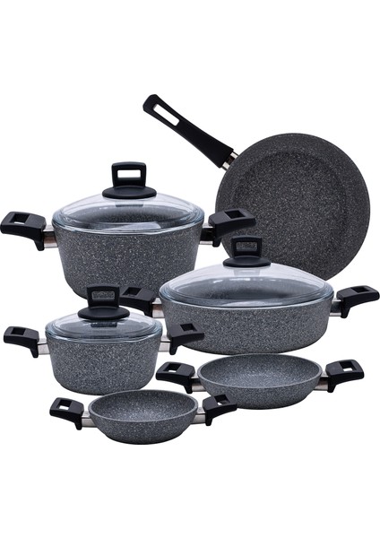 Biogranit Premium Gray Mega 9 Parça Tencere Seti