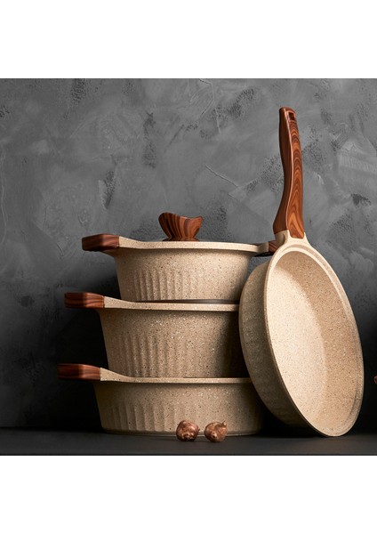 Natureline Wood Stone 7 Parça Tencere Seti