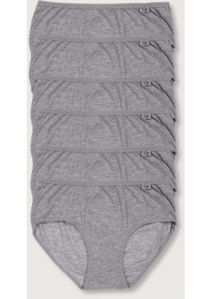 Bulut Fashion 0924 Tutku Kadın Gri 6'lı Paket Pamuklu Likralı Bato Külot