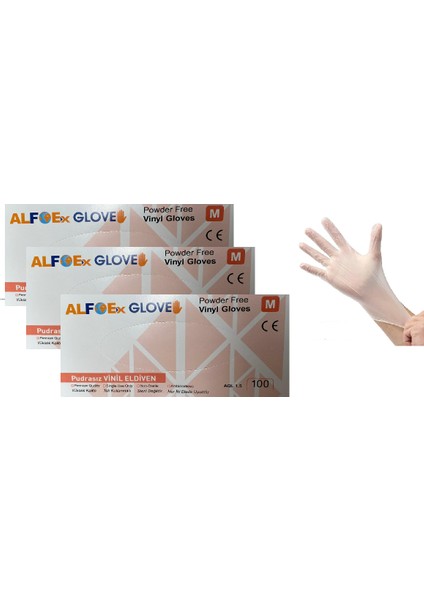 Pudrasız Vinil Eldiven 3 x 100 Lü Paket M